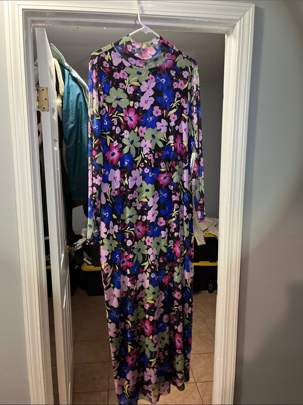 Bar III Floral Maxi Dress - Black, Blue & Pink